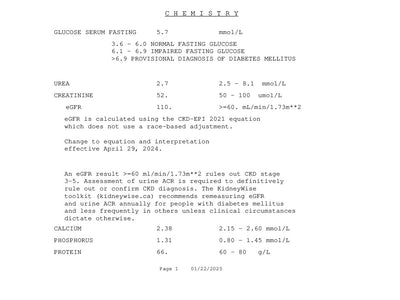 Biochemistry and Haematology Profile-1 Canada Example