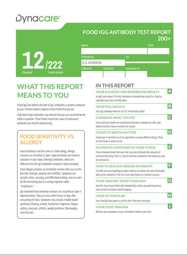Food Intolerance IgG Screen - 200 foods