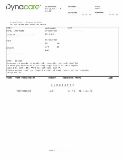 Testosterone Total Example Results Canada